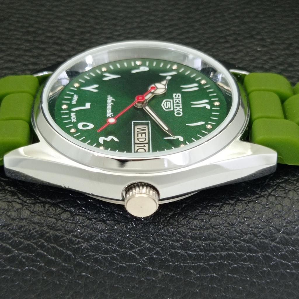VINTAGE REFURBISHED SEIKO 5 AUTOMATIC 6309A JAPAN MENS GREEN WATCH a441246-4 Sk-a441246