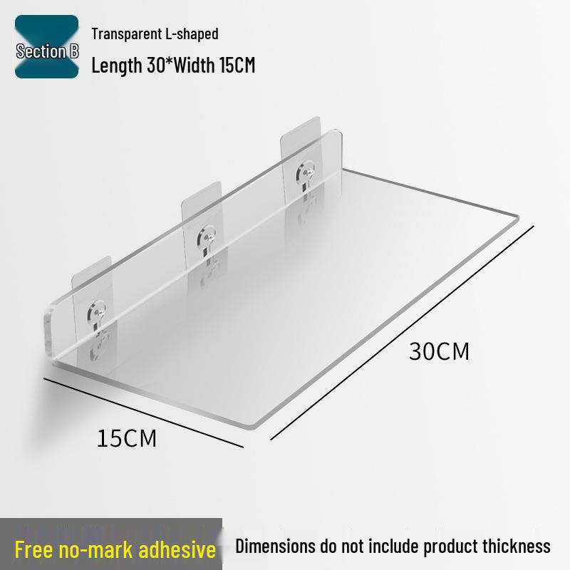 Acrylic Wall-Mounted Bathroom Mirror Cabinet with No-Punch Shelf