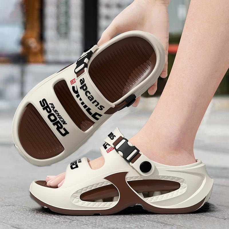 2025 platform slippers one-word sandals men's new summer non-slip outdoor sports leisure wading beach shoes