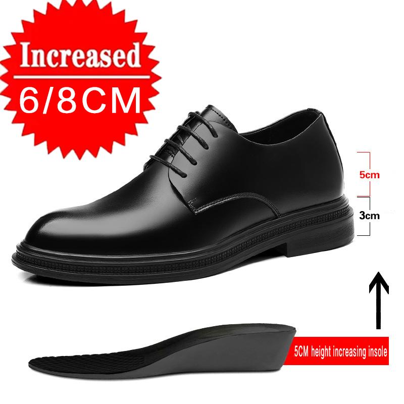 Men's Formal Business Shoes British Style Pointed Thick Bottom Wedding Shoes Banquet Social Shoe Invisible height increase 6/8cm