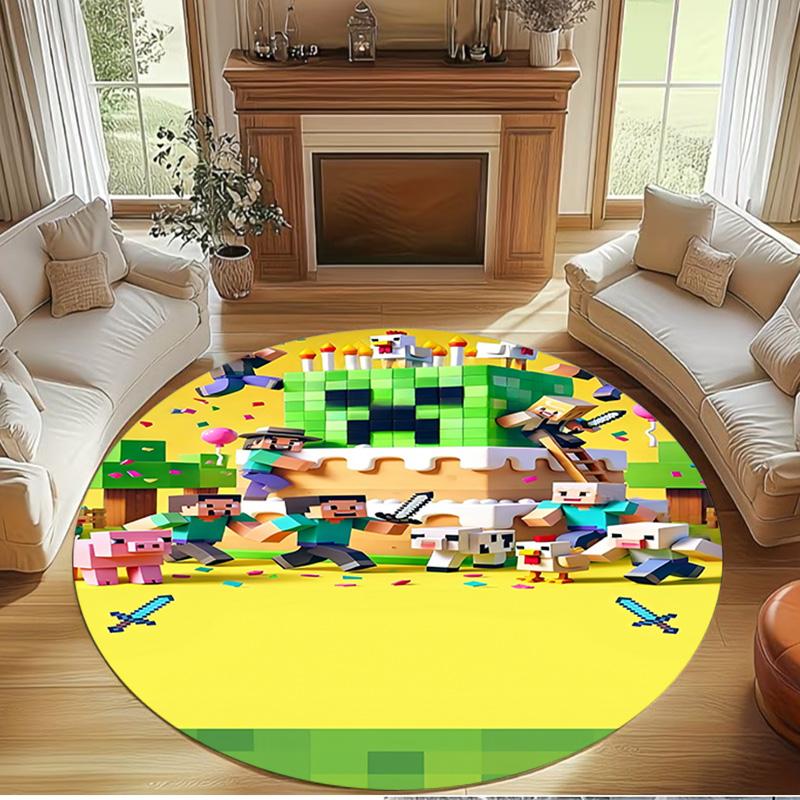 Gamer Print Round Rug, Washable Floor Carpet, For Entryway Dorm Laundry Room Office Study, Home Decor Birthday Christmas Gift