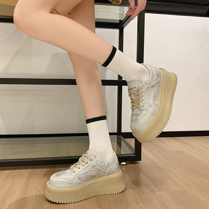 2024 Autumn Women's Thick Sole Sneakers Fashionable New Outdoor Lace-up Sports Shoes Breathable Casual Walking Womens Shoes