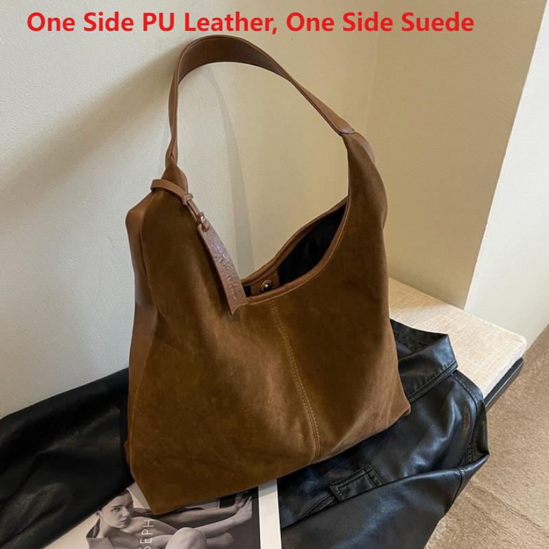 Women Suede Shoulder Bag with Zipper Hobo Bags Large Capacity Handbag Slouchy Bag Commuter Travel Bag Purses and Handbags