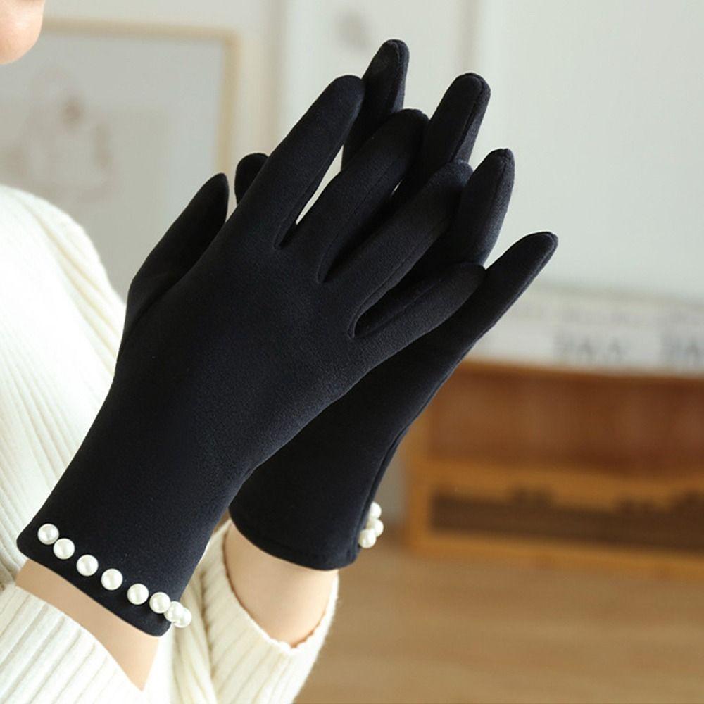 Thin Velvet Warm Gloves Thickened Cycling Driving Gloves Daily Mittens  for Outdoor