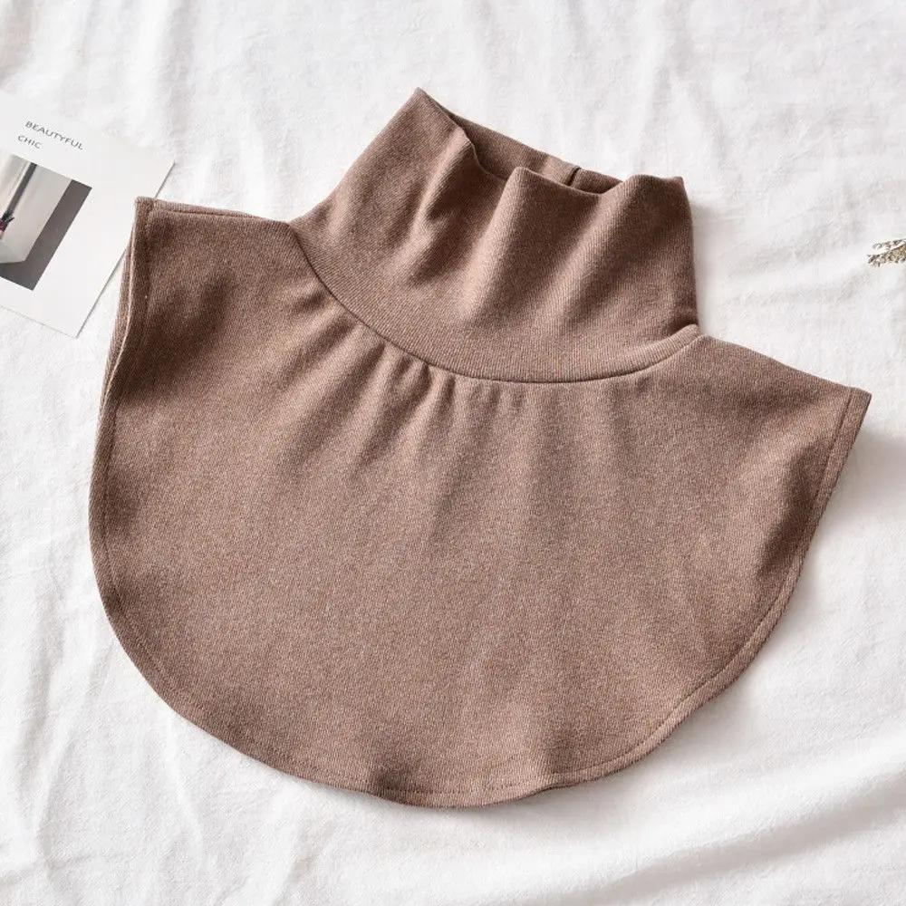Fashion Women Turtleneck Knitted Detachable Fake Collar Autumn Winter Warm Windproof Scarf Ribbed Solid Color Wrap