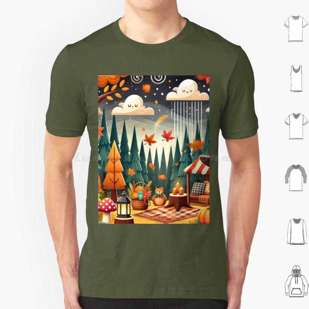 Enchanted Autumn Forest T Shirt Men Women Kids 6xl Autumn Fall Forest Enchanted Whimsical Seasonal Leaves Nature Cozy Cute