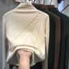 Nuovo Stile Primaverile Maglietta Calda a Collo Semi-alto Manica Lunga da Donna Stile Velluto Tedesco Vestibilità Aderente Top