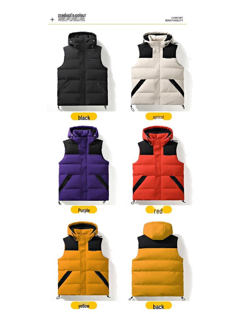 Herren Trendy Kapuzen-Baumwollweste - Ärmellos, Dick & Warm für Herbst/Winter, Unisex.