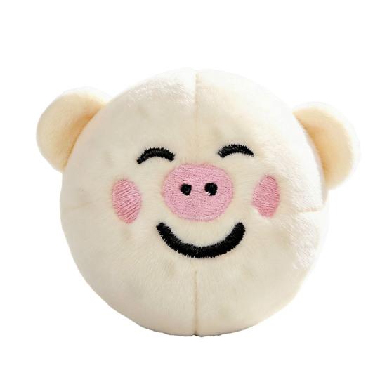 Plush Pig Dog Chew Toy Cartoon Pig Spiky Bite Resistant Ball Dog Teething Toy with Squeaker XS белый