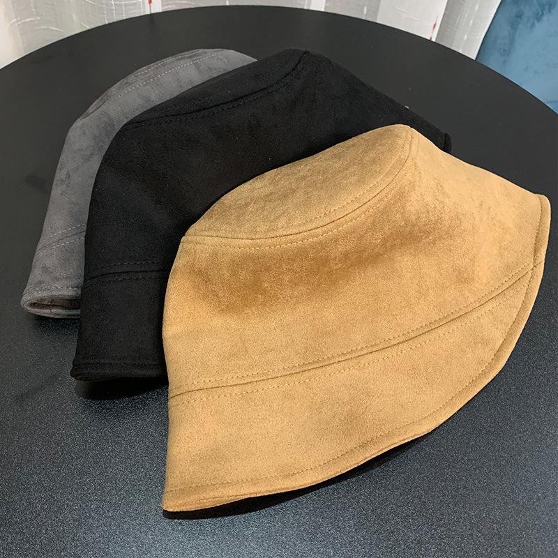 New Suede Bucket Hat Women's Trend Versatile Autumn and Winter Bucket Basin Hat