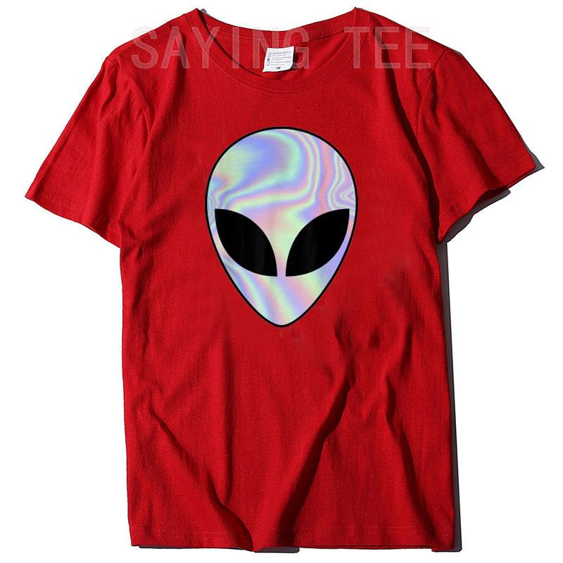 Alien Head TShirt Colorful AlienUfo Rave Tee Y2k Top I Want To Believe Graphic Outfits Funny Believers In Life On Mars Clothes