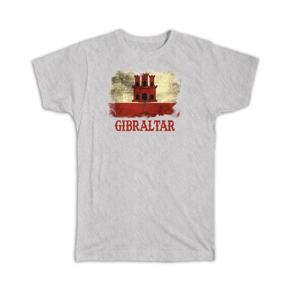 Gift T-Shirt : Gibraltar Gibraltarian Flag Distressed Art Europe Country S