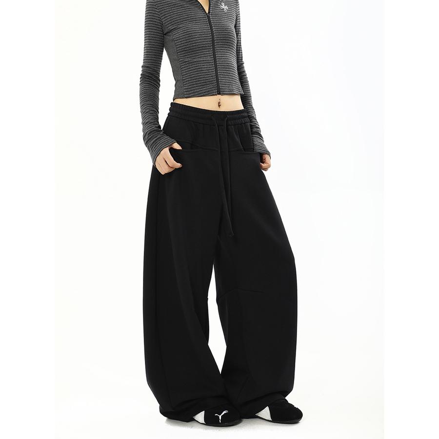 Vintage Retro Women's Wide Leg Pants Casual Trousers Spring/Autumn Loose Drop Straight Leg Sporty Pants