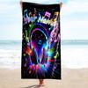 1PC Custom Name Music Headphones Art Beach Towel Highly Absorbent And Sand-Resistant Towel for Swimming, Pool, Yoga, And Travel Lightweight