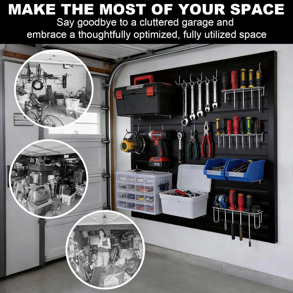 2 Pack Garage Wall Organizer 4 X 8ft PVC Slatwall Panel High Load Capacity for Woodworking Workshop Craft Room Organization