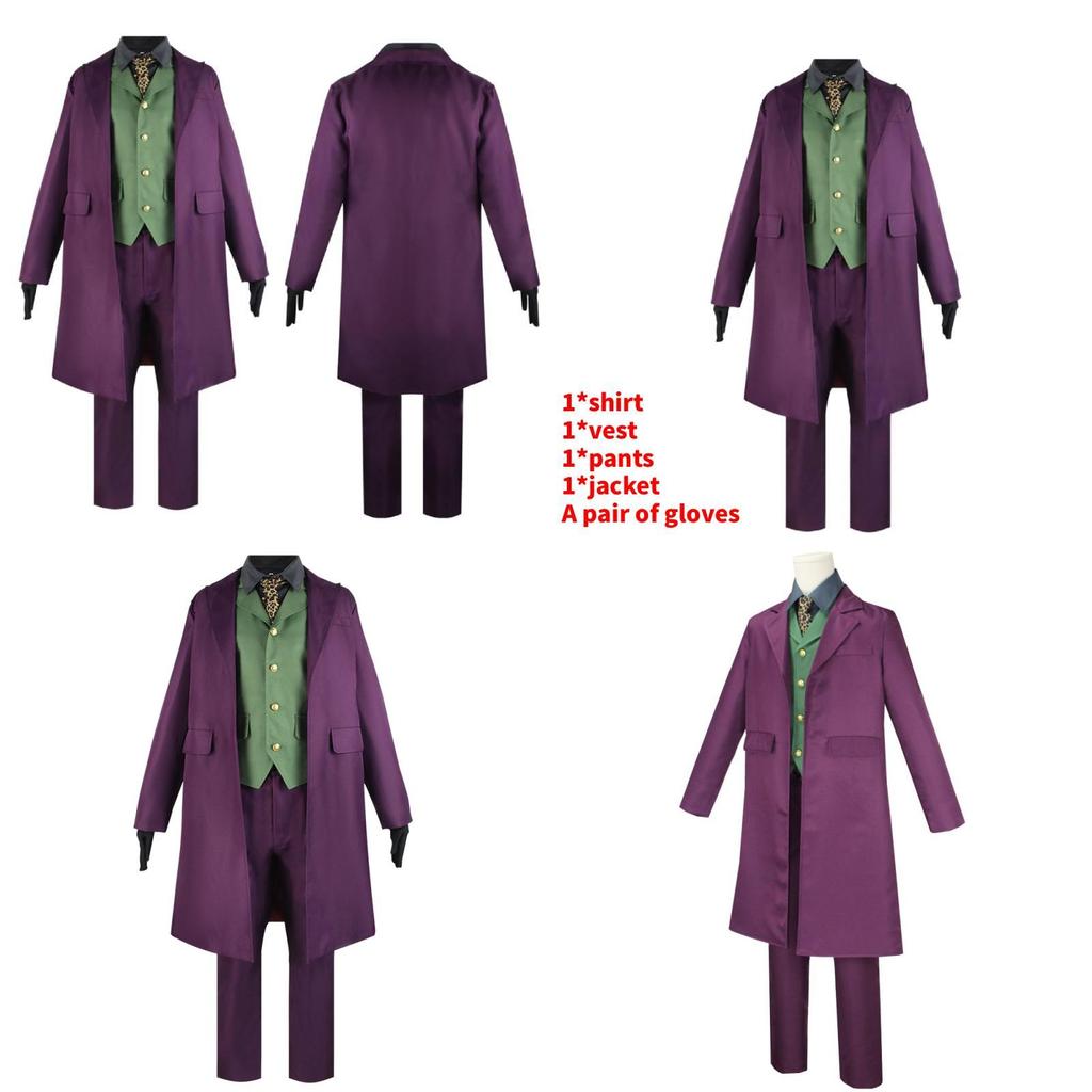 Batman The Dark Knight Joker Heath Ledger Cosplay Suit With Polyester Fabric For Halloween Themed Parties