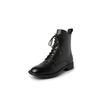 Moda 2025 Nuevas Botas de Mujer Otoño/Invierno Punta Redonda Tacón Grueso Moda Botines Cortos de Piel Genuina para Mujer Hechos a Mano Retro Tacones Bajos