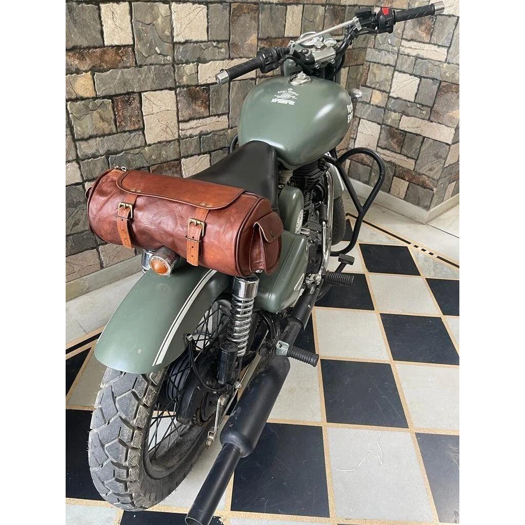 

Коричневая сумка из натуральной кожи для инструментов, боковой багаж, мотоциклетные кофры, седельная сумка 12 x 5 x 5 in