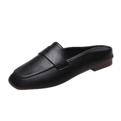 2022 Spring And Summer Women'S Baotou Slippers Half Slippers Women'S Soft Leather Korean Version Casual Muller Shoes Baotou
