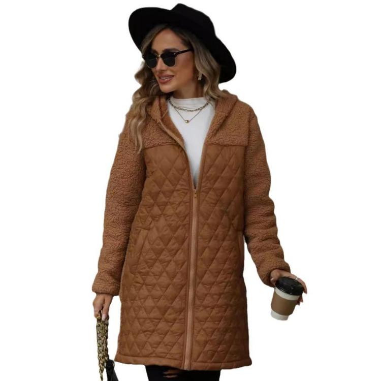 New Women's Fleece Coat Oversized Hooded Zipper Warm Outerwear Autumn Winter for Europe America