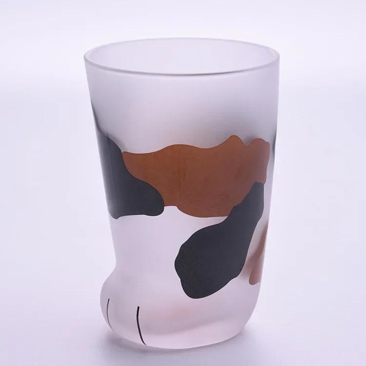 Animals Glass 300ML Creative Cute Cartoon Cat Paw Water Bottle Milk Juice Frosted Drinking 3D Shape Cold Drink Mug Coffee Cup