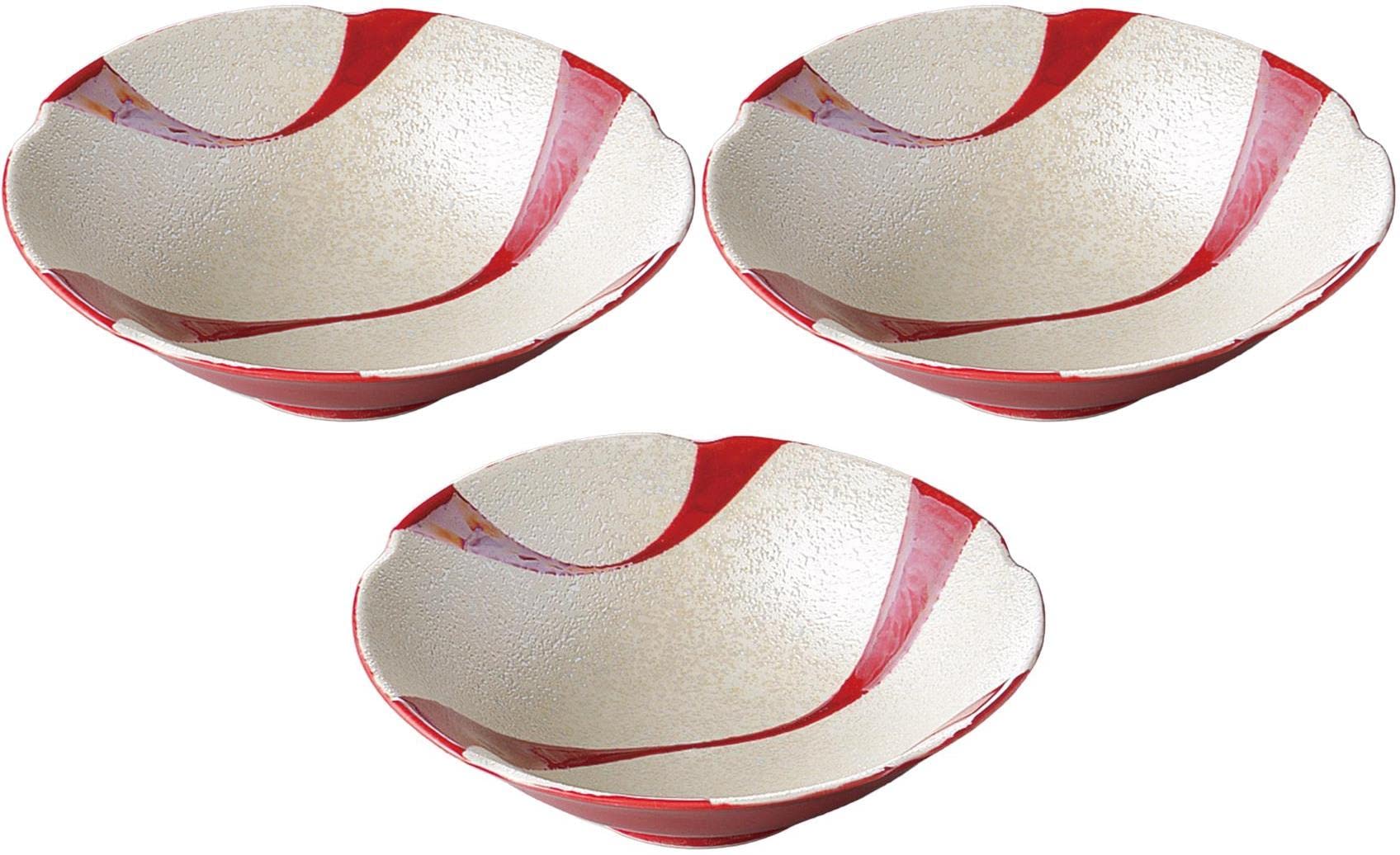 

Set of 3 Arita ware red luster bowls x flower-shaped multi-purpose [15.6 4.5cm] [Serving set]