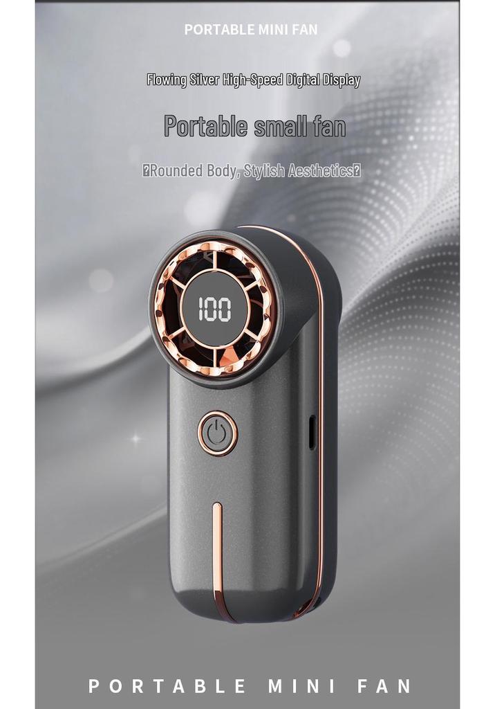 Handheld High-Speed USB-Charging Portable Fan with Digital Display and Strong Turbine Wind