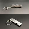 Portable Stainless Steel Dual-Pipe Mini High Decibels Survival Keychain Whistle