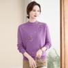 Women's Embroidered Half-Turtleneck Warm Sweater