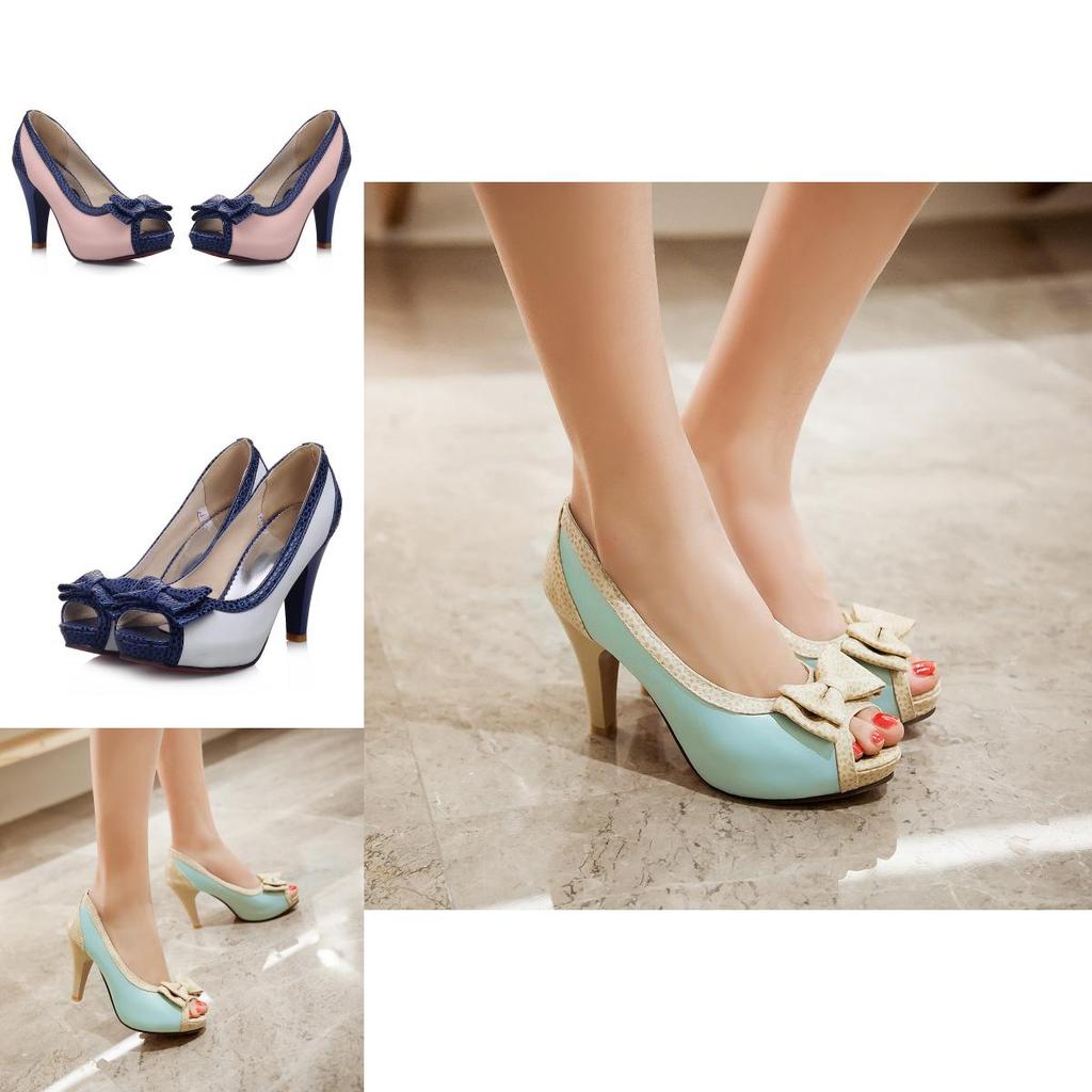 Elegant New Fashion Women's Heels With Bowknot Peep Toe For Princess Lolita Look Size 35-43