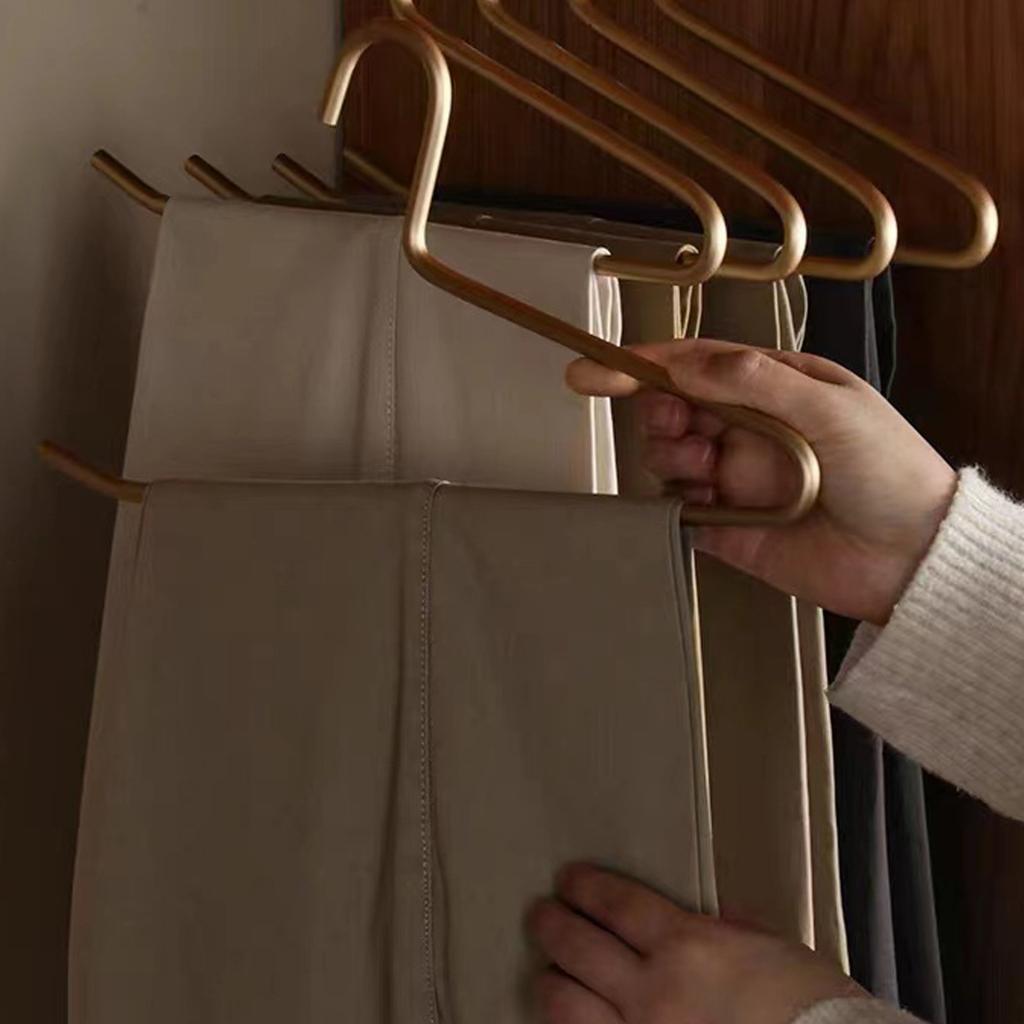 5pcs Space Aluminum Goose Shape Pants Hangers Elegant Opening Design Non-Slip No Crease for Home Travel Wardrobe Organization