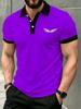 [Print Design - Not Textured] Men'S Outdoor Short Sleeve Polo Shirt, Multi-Size Available, Men'S Collared Polo, Purple Base with Small Chest Print
