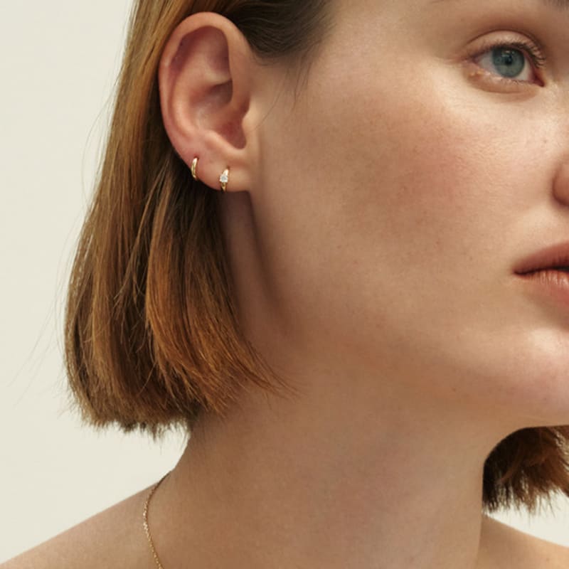 LUNNE 14k Diamond Shining One-Touch Earrings (14k Gold) #LCE03