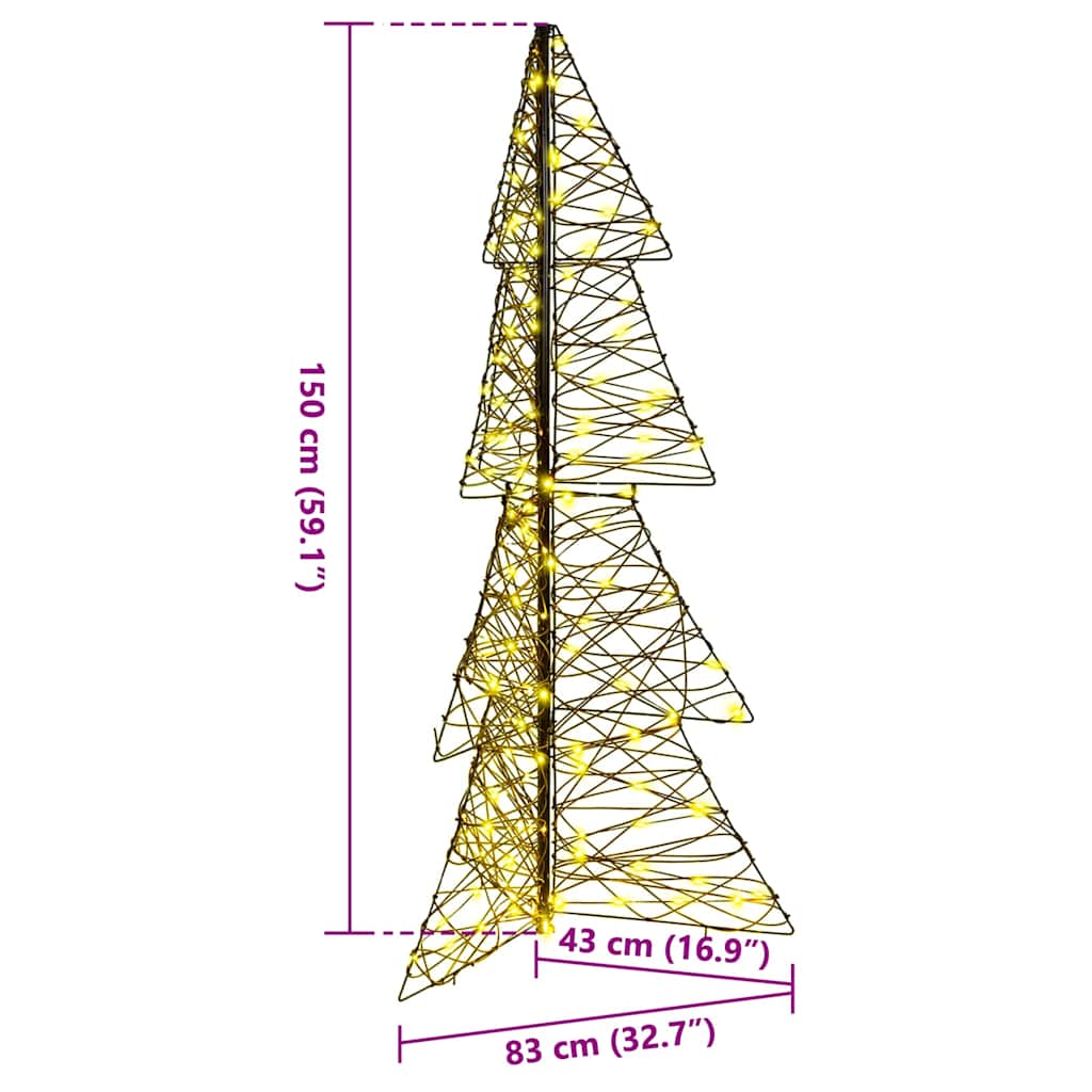 Christmas Tree with 160 Warm White LEDs 150 cm Rattan