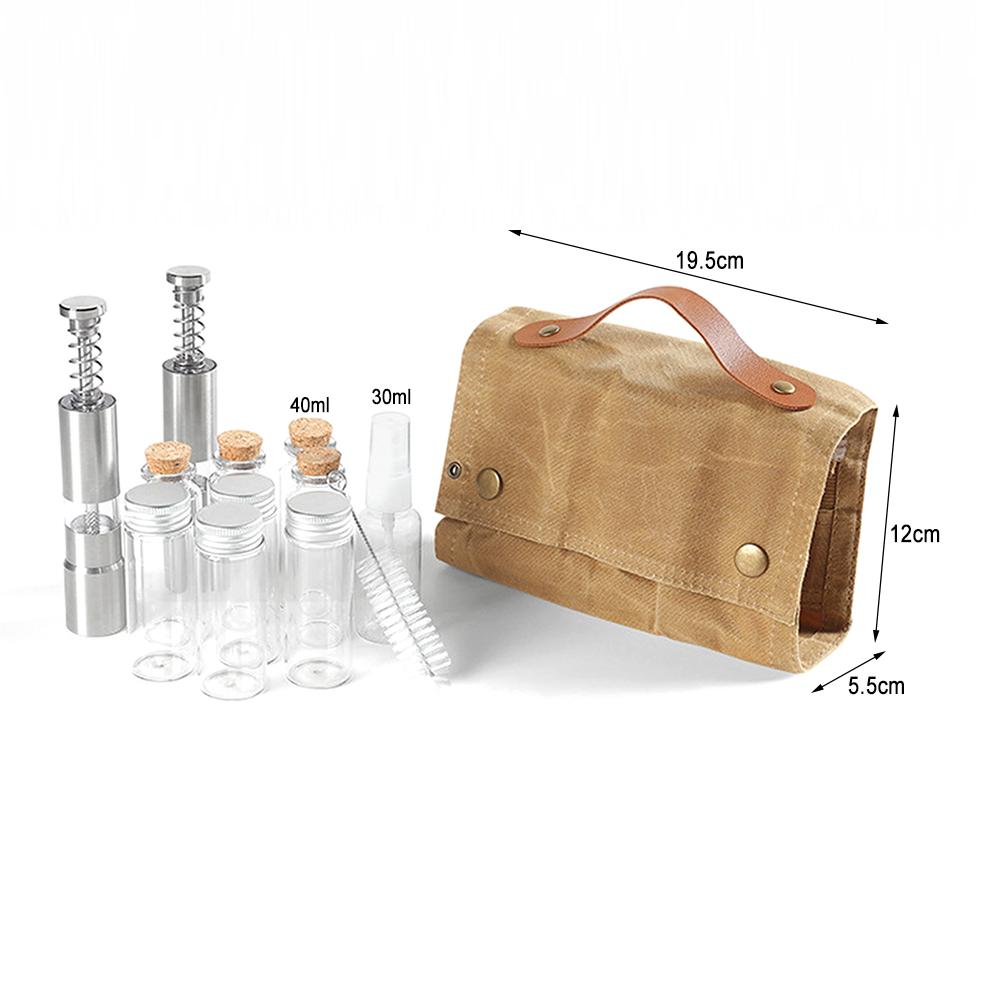 12pcs Waxed Canvass Seasoning Bottle Bag Set Portable Foldable Spice Container For Hiking