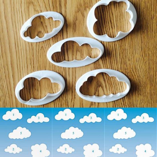 5Pcs Cloud Cake Cookie Biscuit Cutter Fondant Mold Decorating DIY Baking Tool