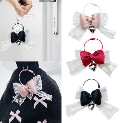 Fashionable Elegant Lace Bowknot Love Heart Charm Keychain Craft Supplies for Women's Fashion Accessories Daily Use