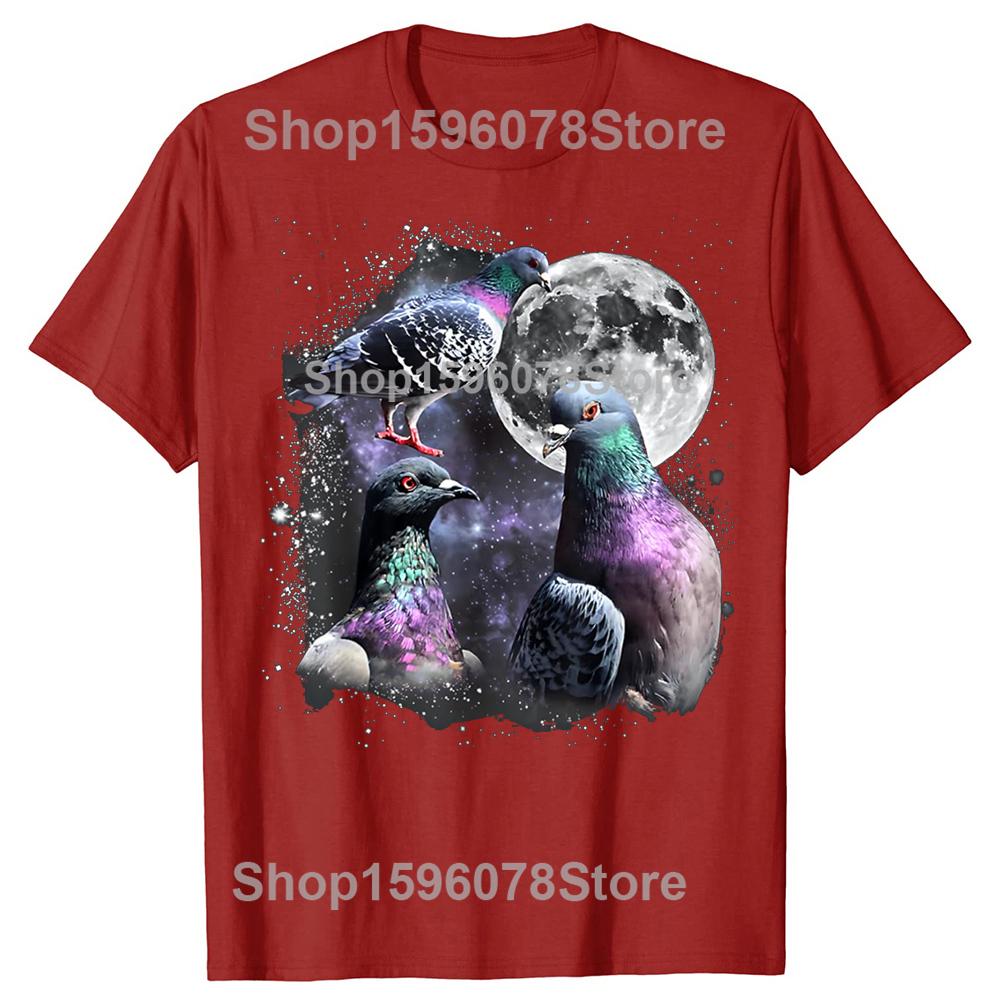Funny Three Pigeon Moon Meme TShirt TShirt Summer Men Clothing Fashion T Shirts Cotton Short Sleeve Oversized Tshirt Tops S