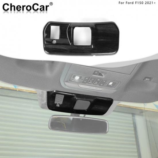 For Ford F-150 + Inner Rearview Mirror Bracket Panel Cover Trim Black Wood
