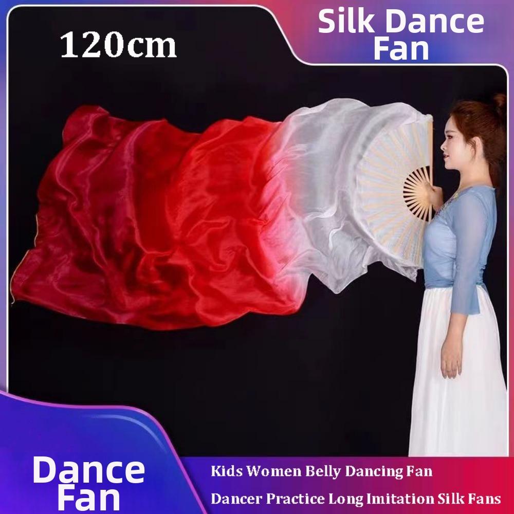 Gradient Farve Mavedans Vifte Flerfarvet Firkantet Dans Lang Imitationsvifte Danse Tilbehør