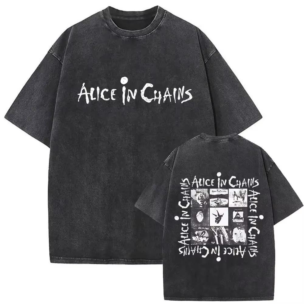 2026 Hot Sale New in Top & Tees Men Women T-Shirt Camisetas Rock Band Alice in Chains Dirt Washed Vintage Short Sleeved Round Neck Y2k Tshirt L