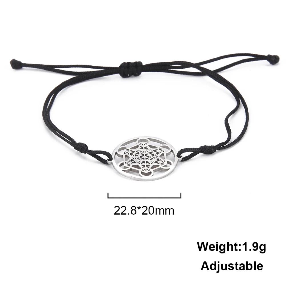 Edelstahl Erzengel Metatron Würfel Charms Armbänder Herren Damen Blau Rot Schwarz Seil Armband Amulett Heilige Geometrie Schmuck
