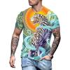 Mode 3D Tiger Gedruckt männer T Shirt Casual Oansatz Übergroßen Kurzarm Sommer Straße Hip Hop Tops Tier Tees