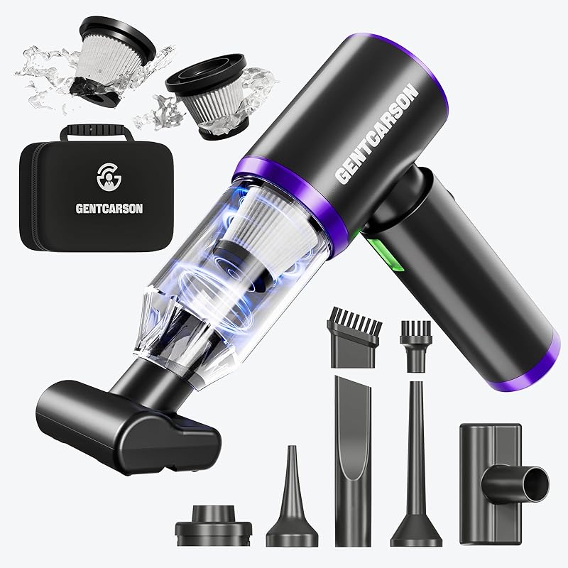 Handheld Vacuum Cordless, 15000Pa Car Vacuum Cleaner, 4 in 1 Portable Mini Hand Vacuum with Dust Lamp Brushless Motor Wireless Vacuum Compressed Air
