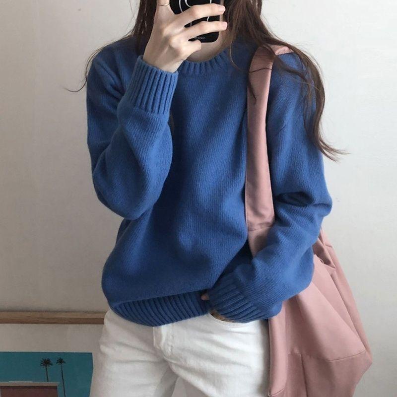 Maglione da Donna Autunno Inverno Capo d'Abbigliamento Stile Pigro Largo Versione Coreana Top Sottostante Maglione a Maglia