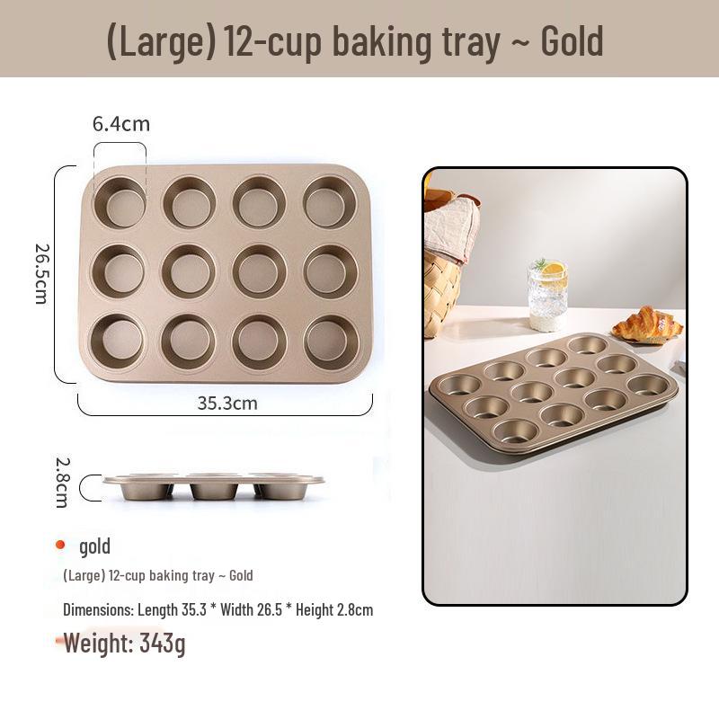Non-stick Carbon Steel Muffin & Cake Mold (4/6/9/12 Cups)