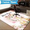 Custom Name Floral Puppies Art Rug for Living Room, Game Rooms, Office, Bedroom, Floor Mat Playful Design, fan gifts Christmas decor