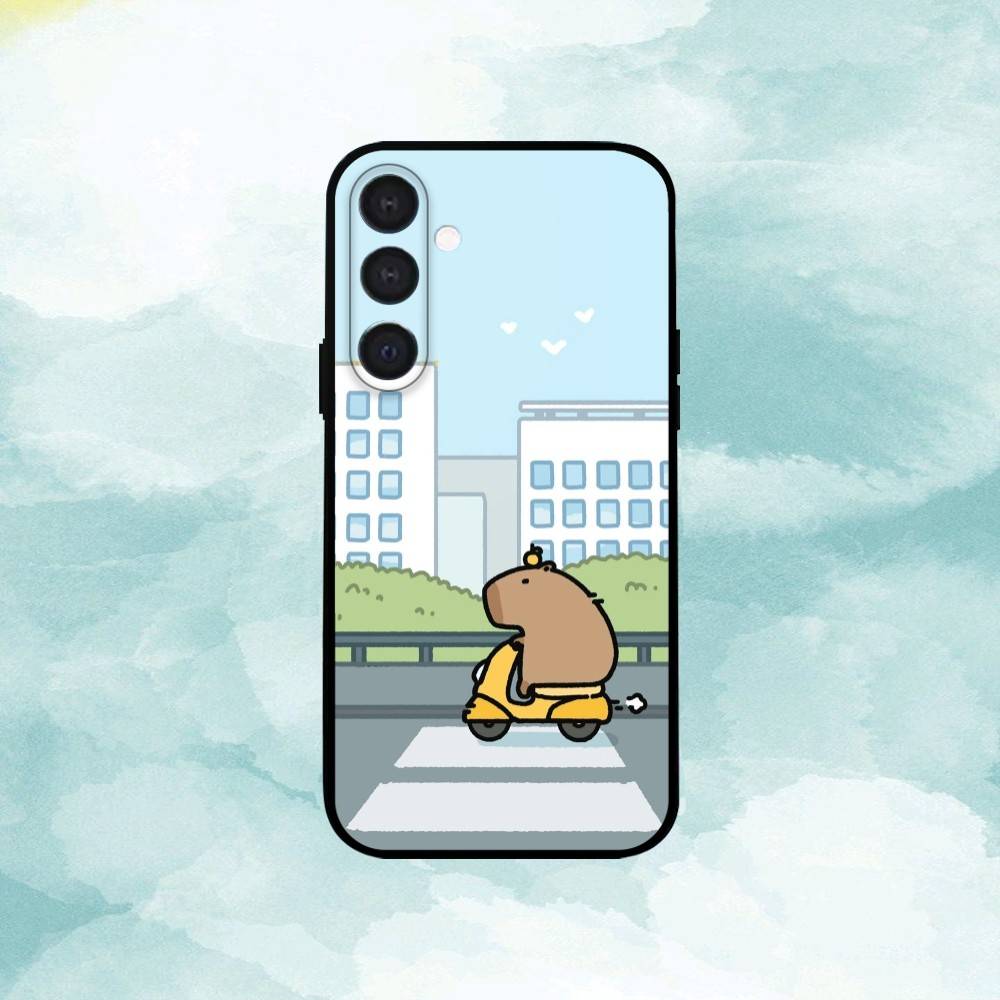 H-Šťastná C-Roztomilá Kapybara Kreslený Kryt na Telefon Pro Samsung A73,A21s,A22,A31,A32,A52,A53,A71,A80,Měkký Černý Kryt