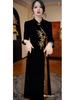 Elegant Winter 2026 Chinese Velvet Qipao Dress - Slimming Mid-Length Skirt