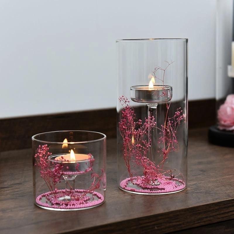 European Style Glass Candle Holder – Romantic Windproof Tabletop Decor for Home & Dinner